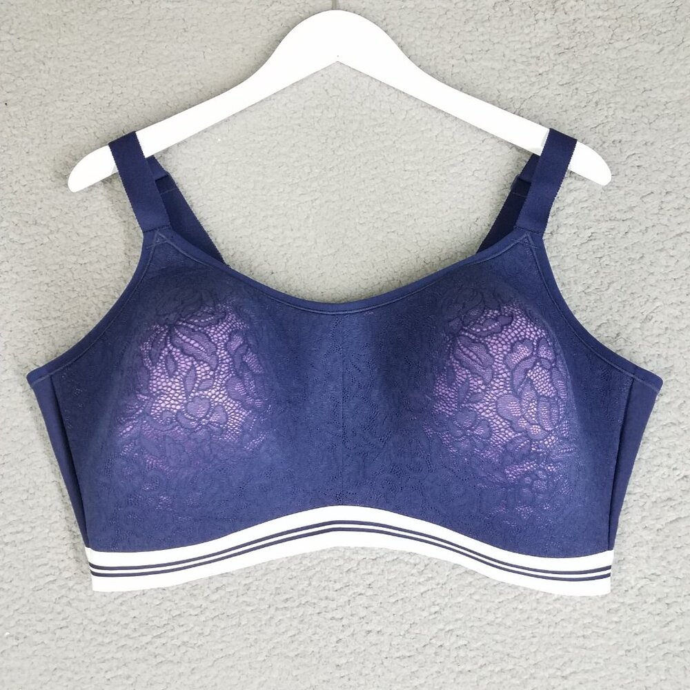 Cacique Scoop Lace Bra Women's 44DDD No-Wire Blue Comfort Lightly Lined Stretch